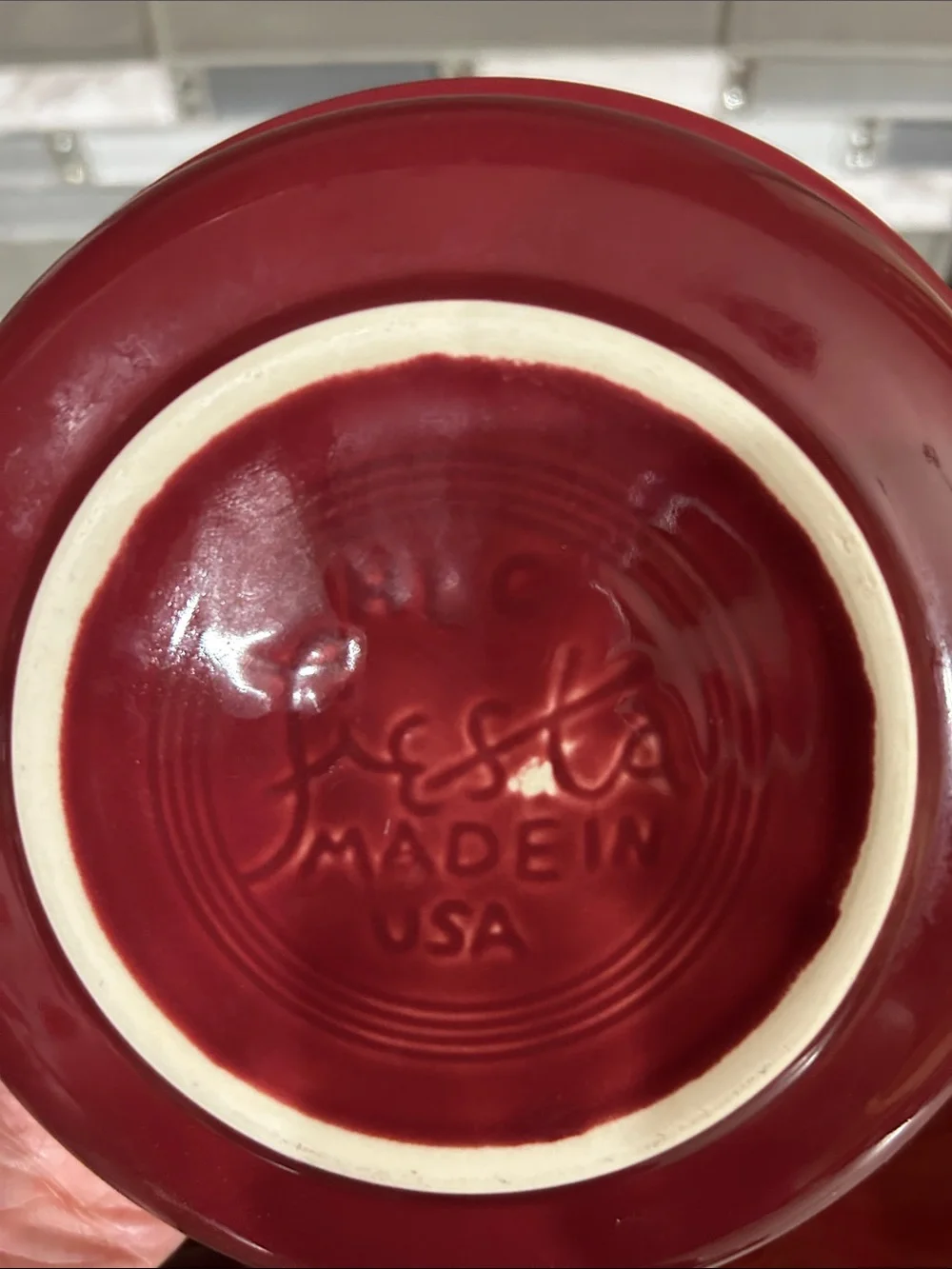 Fiesta claret burgundy 4 piece set cup& saucer cereal bowl & 7” salad dessert pl